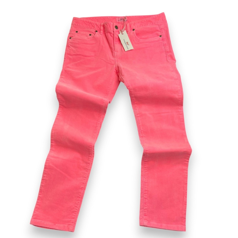 NWT Vineyard Vines Neon Pink Garment Dyed Corduroy Pants Women Size 8 Preppy